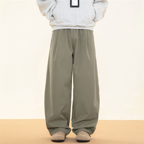 Split Pleated Plus Velvet Cotton Pants For Men, Japanese Sty
