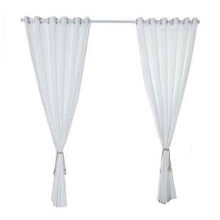 透光不透人纱帘窗帘免打孔安装成品遮光阳台飘窗白色纱天丝绒布料