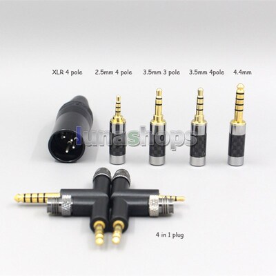 LN006446 Blue 99% Pure Silver XLR 3.5mm 2.5mm 4.4mm Earphon