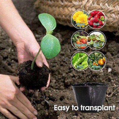 50PCS Black Plastic Seedling Nursery Pots Seeds Starting