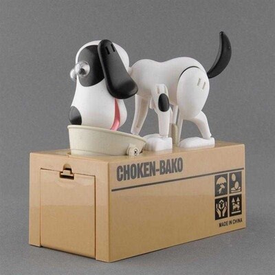 Choken Puppy Hungry Eating Dog Coin Piggy Bank Money Saving