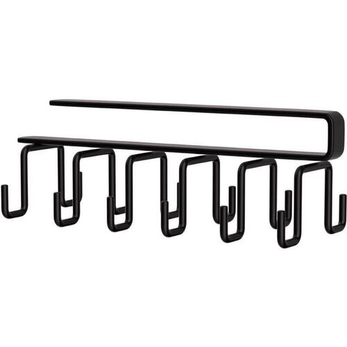Kitchen Storage Rack with Hooks, No-Drill Mop Holder, Pot Sh
