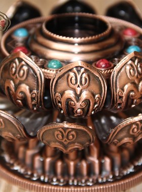 手摇底座藏族用品莲花合金藏传用品底座3色可选