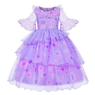 Birthday Charm Girls Isabella Costume Fluffy Purple Layered