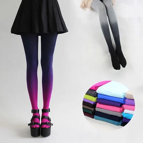 Gradient Stockings Women Color Patchwork Elastic Stockings A