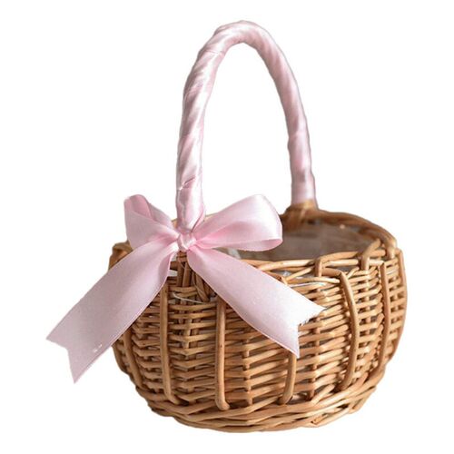 Woven Flower Basket Rattan Storage Basket Flower Girl Hand
