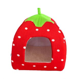 Bed 2in1 Dogs Warm Rabbit Cats Pet for Winter Strawberry