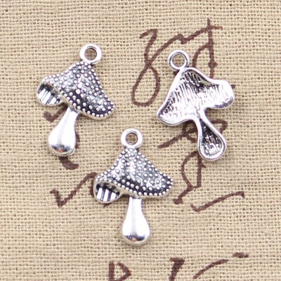 30pcs Charms Mushroom 20x14mm Antique Silver Color Pendants