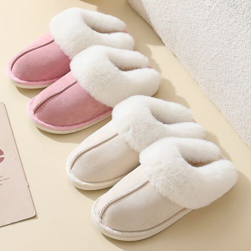 Suede Fur Cotton Slippers For Men And Women At Home And Indo