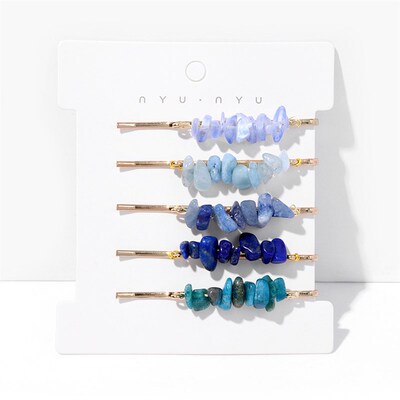 Irregular Natural Stone Hair Clips Colorful Quartzs Agat Bea