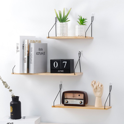 Stylish Floating Wall Shelf Natural Wood Display Rack with