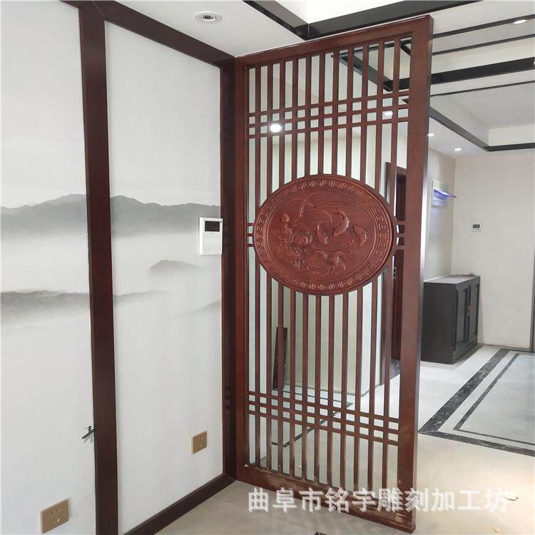 新中式木屏风隔断客厅书房实木现代时尚玄关镂空顶天立地屏风花格