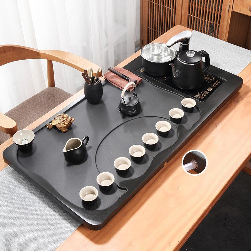 乌金石茶盘茶具套装全自动烧水壶一体大茶台家用客厅办公茶海整套