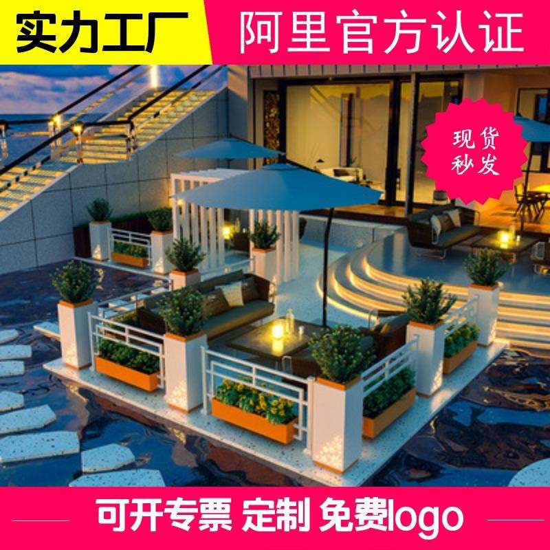 户外花箱太阳能LED灯光组合售楼部外摆围栏隔断花槽室外铁艺花坛