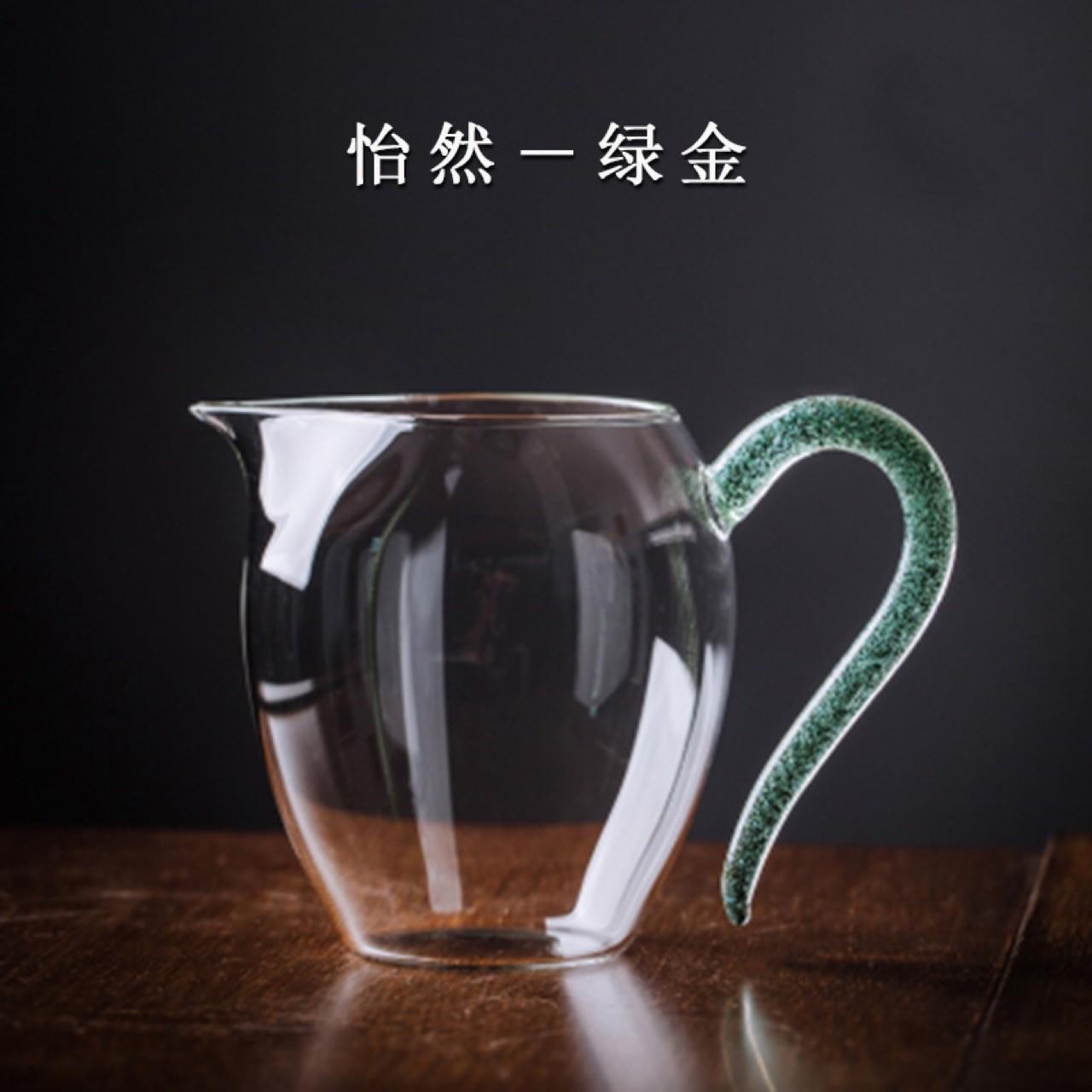 厂家进口闪光板彩把高硼硅玻璃加厚高透亮分茶器草堂公道杯