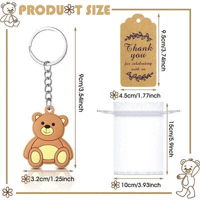 30/60pcs Baby Shower Souvenirs Gift for Guesets Bear Keyc