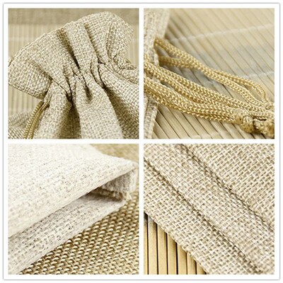 50 Pcs Wedding Small Jute Bags with Paper Tags Christmas New