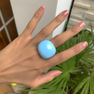 IngeSight.Z Korean Transparent Acrylic Geometric Chunky Ring