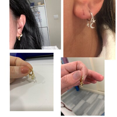 AIDE小号镶鑚耳环 天然锆石时尚耳饰 玫瑰金镶石简约设计女装耳环