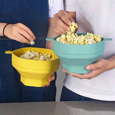 Silicone Microwave Popcorn Bowl With Lid Foldable Popcorn