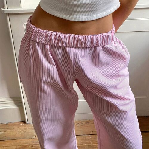 Gaono Casual Striped Drawstring Wide Leg Pants Chic Women Fa