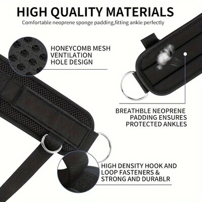 Fitness Ankle Straps Adjustable D-Ring Support Cuffs Gym Leg