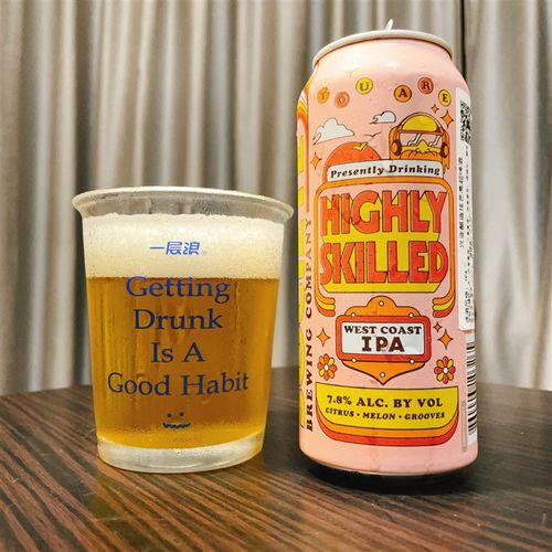 【恐龙精酿】一层浪 喝醉也是种美德 耐热喇叭口玻璃啤酒杯 330ml