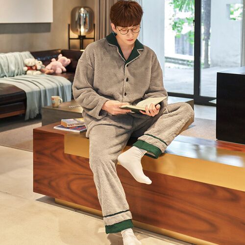 Winter Men Casual Kimono Bathrobe Thick Warm Flannel Long Ro
