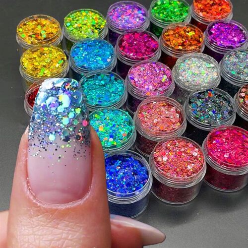 24 Colors Holographic Chunky Glitter 24 Colors Total Laser N