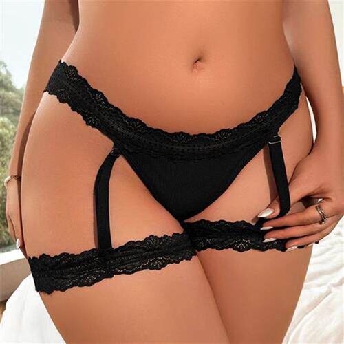 pcs XL-XL Plus Size Lace Women Thongs Mid Waist Solid