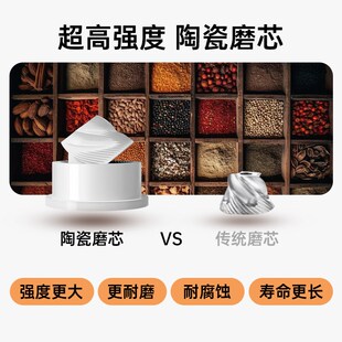 德国胡椒研磨器电动打粉机超细黑胡椒颗粒花椒海盐家用自动调味瓶