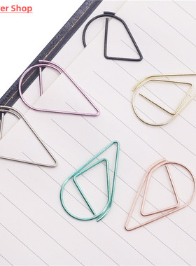50 Pcs Metal Material Drop Shape Paper Clips Gold Silver Col