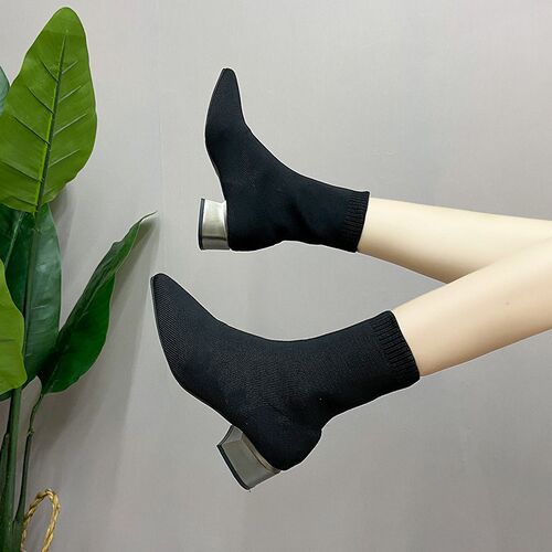 Womens Dress Pointed Mid-heeled Short Ankle Boot Female Aut