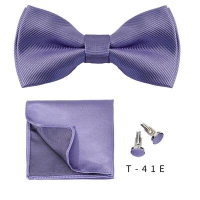 Bowtie Set 3pcs Solid Color Bow Tie For Men Pocket Square Sh
