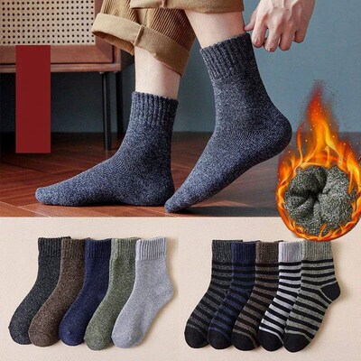 5Pairs Men Thick Winter Woolen Merino Socks for Male Towel T