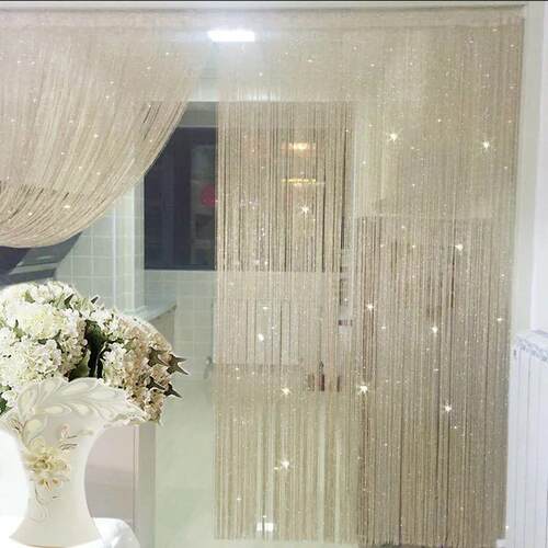 1/2pcs Glitter Door String Curtain Silver Ribbon Shiny Tasse