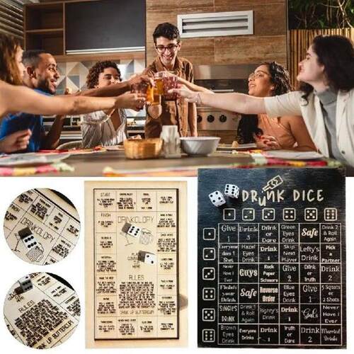 Group Drinking Games Drinking Game Set with Wooden Dice