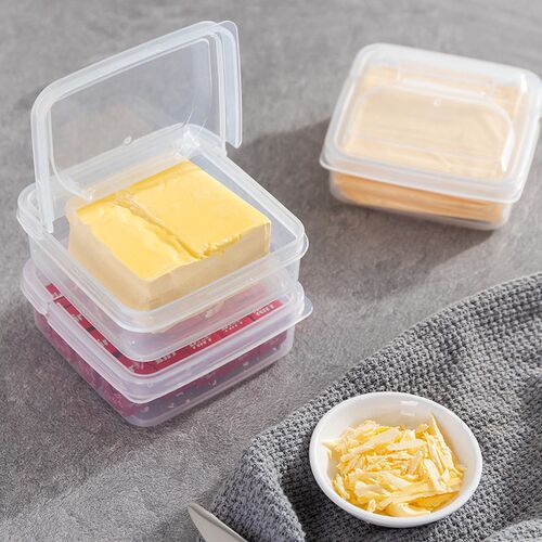 2PCS White Fresh-keeping Organizer Box Transparent Butter Ch