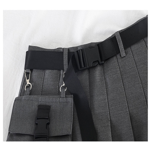 Womens Streetwear Tooling Half-length Pleated Skirt Safari B