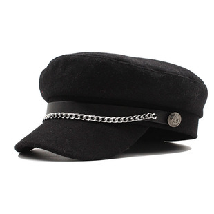 Autumn Winter Chain Wool Military Berets for Women Female Fl