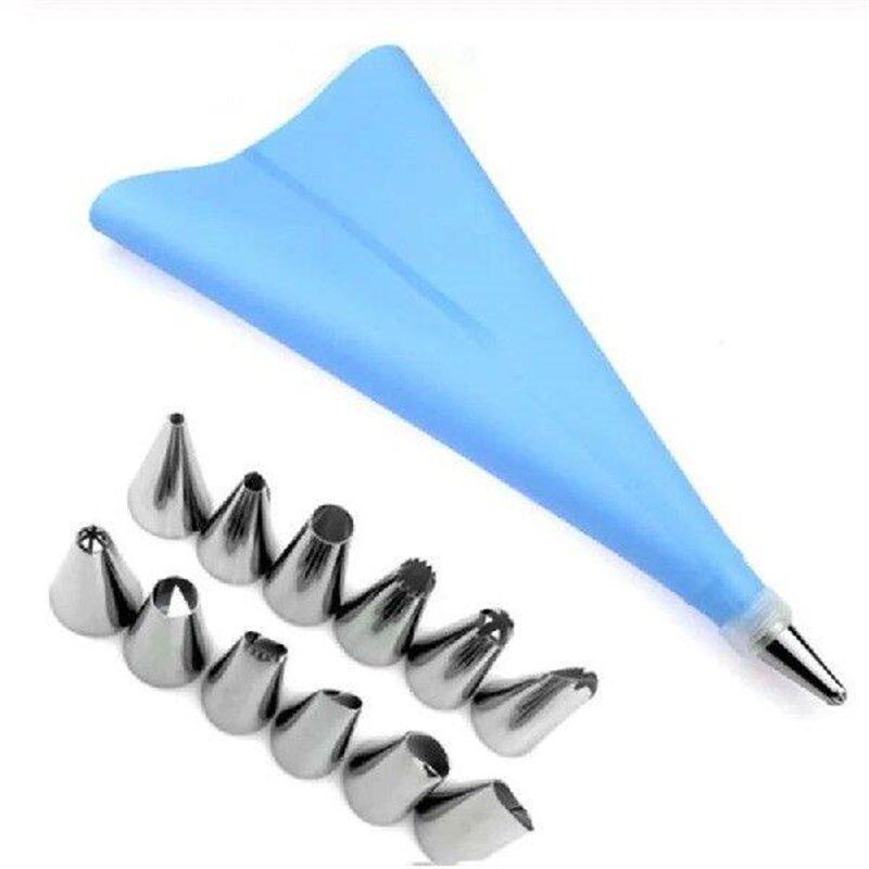 14 PCS/Set Silicone Icing Piping Cream Pastry Bag + 12 PC