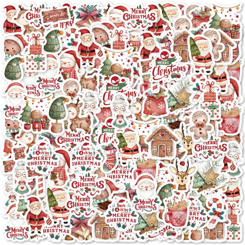 46ps Santa, Elk, Gift Christmas Themed Graffiti ers Deorated - 实物图