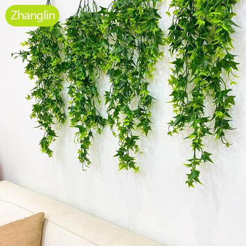 80cm Artificial Plant Red Maple Leaf Ivy Home Decor Green Cr