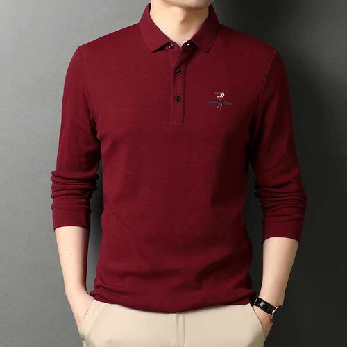 Embroidered Cotton POLO Shirt Mens Long-sleeved Spring and