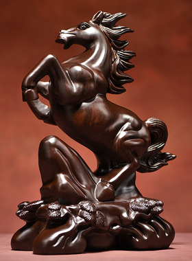 花梨木雕马摆件实木雕刻十二生肖马到成功家居装饰开业乔迁送礼品