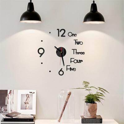 1Set DIY Digital Wall Clock 3D Mirror Surface Sticker Silent
