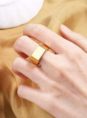 Fashion personality mens wide-faced ring rectangular simple