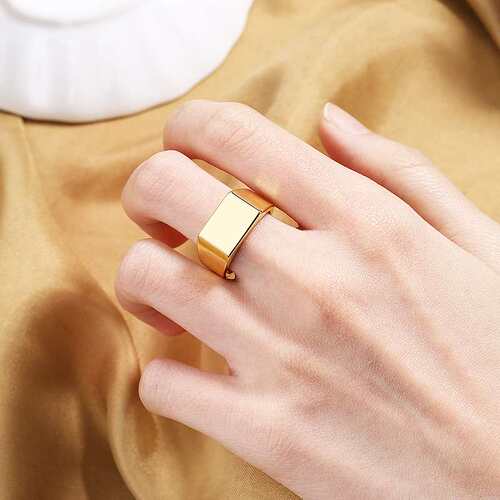 Fashion personality mens wide-faced ring rectangular simple