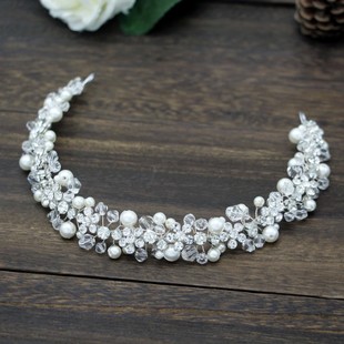 Bridal Bridesmaid Flower Girls Diamante Crystal Pearl Headba