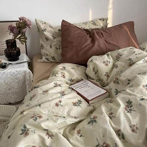 Floral Pattern Duvet Cover Set with Pillowcase Sheet Soft Ho